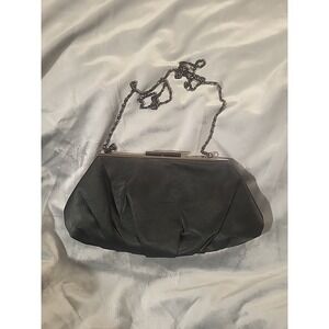 Lulu Townsend black pleated evening bag clutch chain dressy special‎ occasion